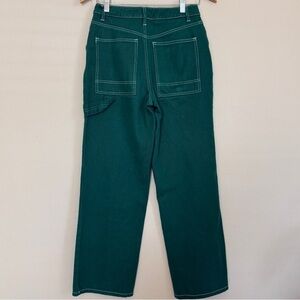 Tilly’s RSQ High Rise Wide Leg Carpenter Painter Jeans Kelly Green Spring